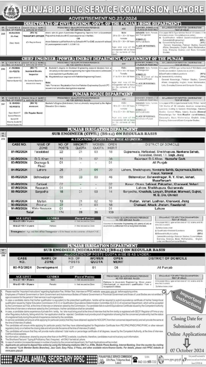 1. Transport Officer 2. Assistant Electric Inspector 3.Assistant